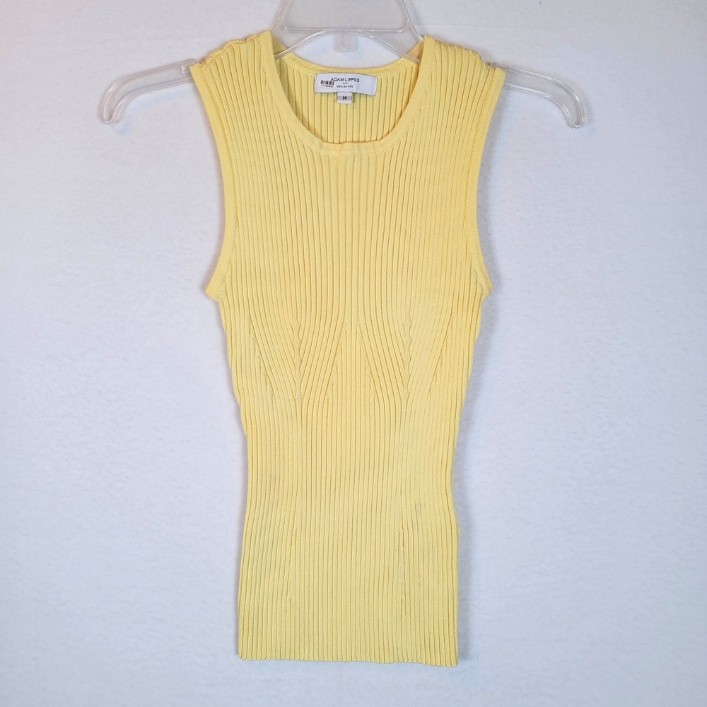 Adam Lippes Womens Ribbed Knit Sweater Tank Top Size Medium Yellow Spring Easter